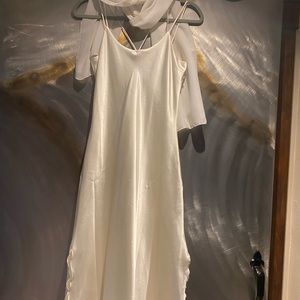White satin gown